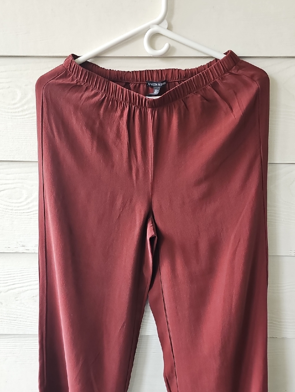 Eileen Fisher High-Rise Straight Leg Jeans in Deep Burgundy - Picture 6 of 8